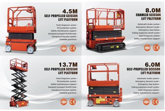 6m 8m 10m self-propelled electric scissor lift piattaforma di lavoro aerea 230kg carico
